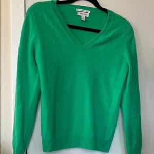 Nordstrom Bright Green Cashmere V-Neck Sweater